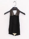 BASERANGE France organic cotton Nehru lace patchwork vest camisole BAS-TONT-LA-SP25-BLACK (BROWN)